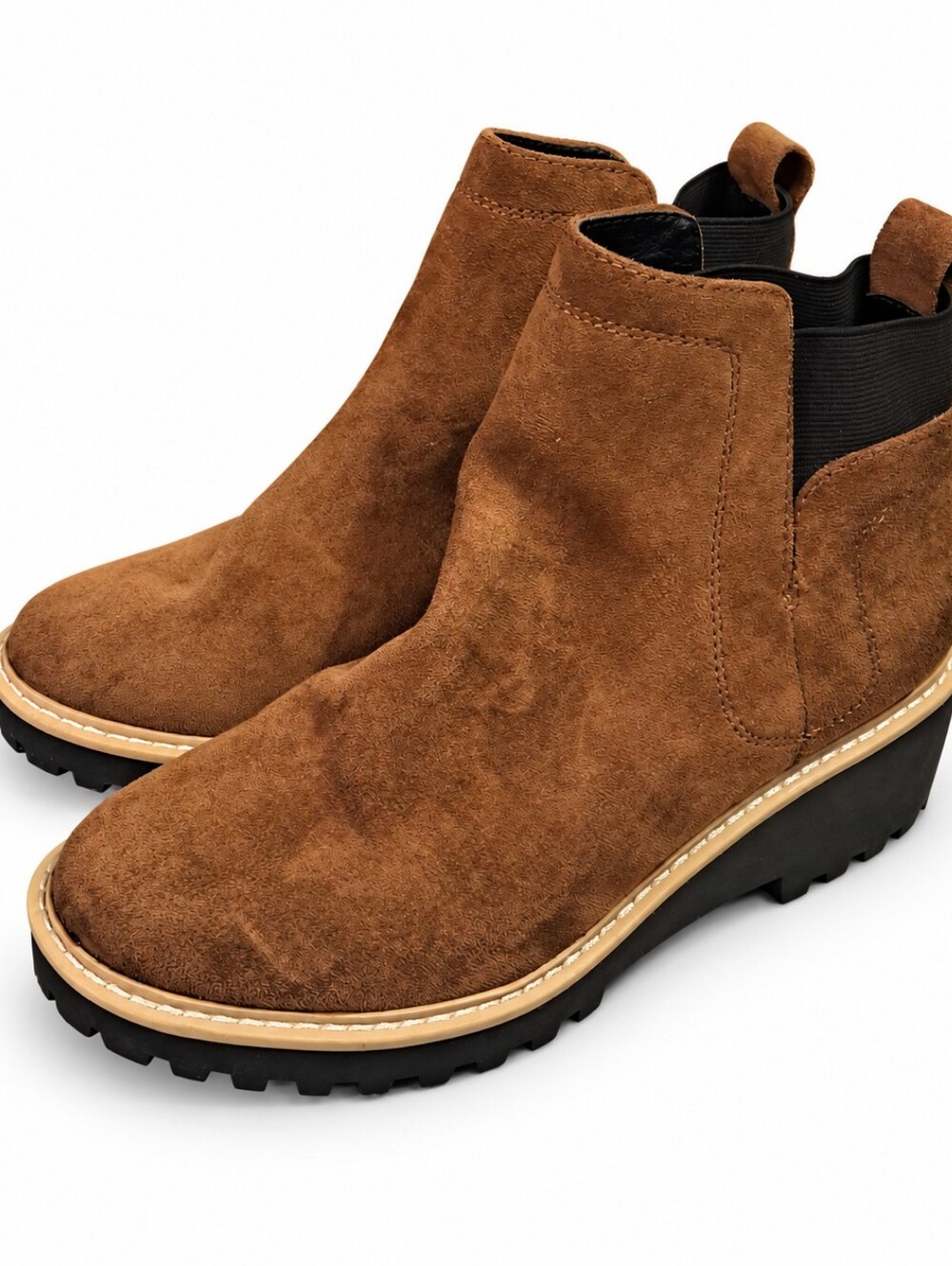 DV by Dolce Vita Cognac Suede Chelsea Wedge Booties